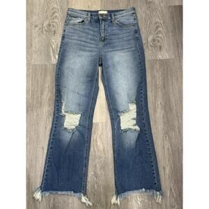 Altar'd State Women's 27 Ripped Distressed Boot Crop Jeans Frayed Hem